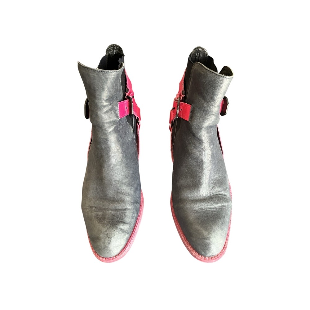 Swear London Black Pink Leather Strappy Viennetta 16 Ankle Boot Size 39 8.5 - Picture 9 of 10